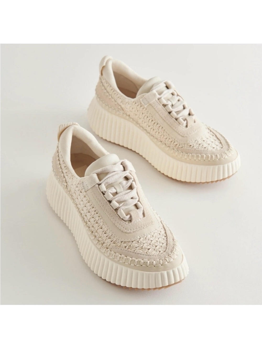 Dolce Vita Woven Platform Sneakers Beige Cream Women’s 7